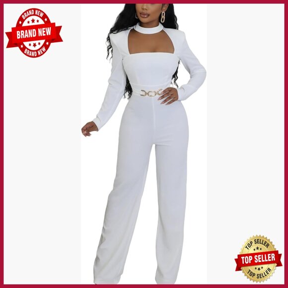 Small Maxi Jumpsuit with Cut-Out Detail Back Zipper Loose Fit Wide Leg